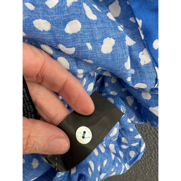 Zara Dress Womens XXL Blue White Printed Maxi Shirt Button Front Belted - Picture 12 of 13